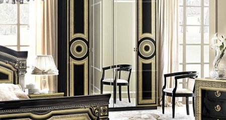 4 дв. шкаф с 2 зеркалами AIDA BLACK GOLD CAMELGROUP