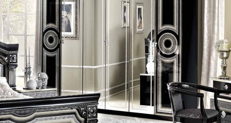6 дв. шкаф с 2 зеркалами AIDA BLACK SILVER CAMELGROUP