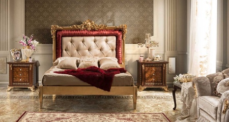 Кровать King Size капитонне с пуговицами из бежевой экокожи цв. 02 Aida Mobil Piu Luxury