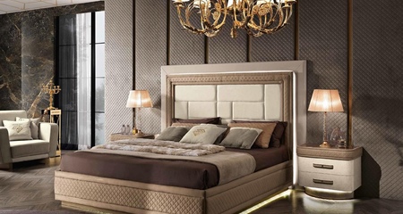 Кровать Diamond с изножьем и изголовьем с обивкой и подсветкой led 200x200 DIAMOND MobilPiu Luxury