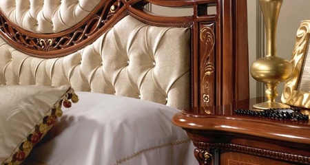 Деревянная кровать Кинг капитонне с пуговицами (сетка 180х200) REGINA NOCE MobilPiu Luxury