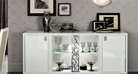 Комод-витрина 3-дв, ручки SLIM ROMA WHITE CAMELGROUP