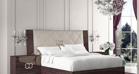 Кровать двуспальная Prestige 198 с мягким изголовьем Status