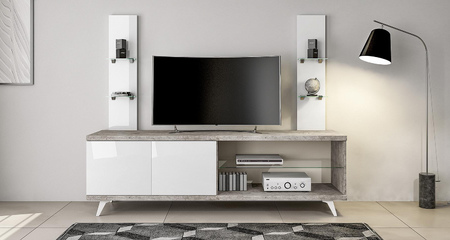 Больщая закрытая ТВ тумба для гостиной TREVISO Grey Status