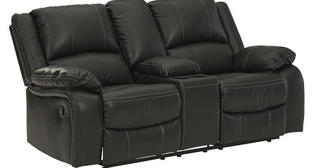 Двухместный диван-реклайнер с консолью Calderwell Black ASHLEY