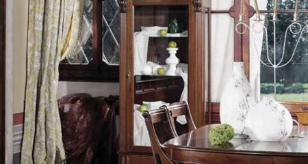 Витрина широкая 1дв  правая с ящиком с деревянной стенкой и подсветкой PUCCINI CILIEGIO ANTICATO Claudio Saoncella