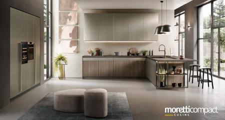 Кухня с моделью полуострова НАТУРАЛЬНЫЙ 2 Moretti Compact.