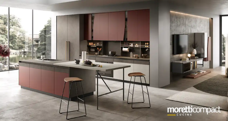 Кухня с островом модели НАТУРАЛЬНЫЙ 5 Moretti Compact.
